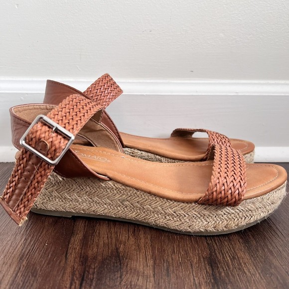Hot Tomato Shoes - HOT TOMATO Womens Sz 9 Brown Woven Espadrilles Wedge Sandals